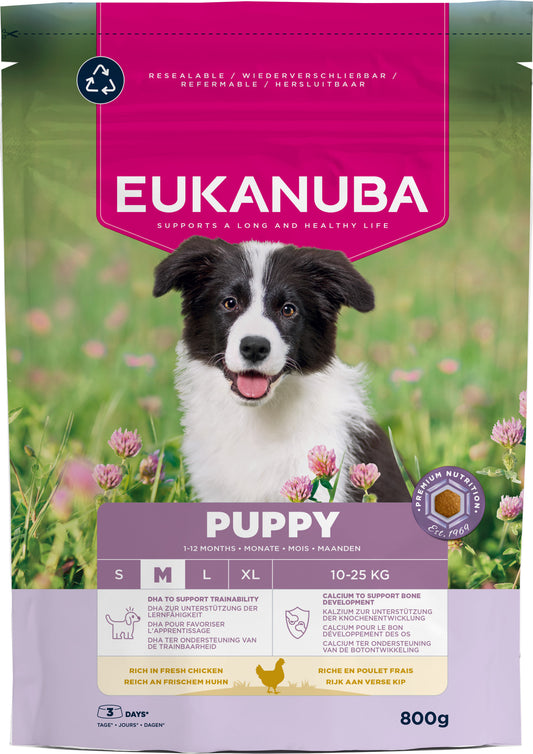 Eukanuba Hundefutter Trocken Welpe M Huhn, 800g